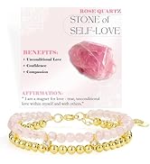 Bivei Beaded Bracelet for Women Chakra Stones Crystal Natural Gemstone 14K Gold Plated Bead Ball ...