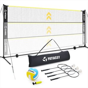 17ft Portable Volleyball Badminton Net Set - Indoor Outdoor Adjustable Height Sports Net with Poles