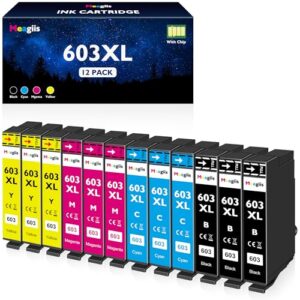 603XL Ink Cartridges for Epson 603XL Ink Cartridges Multipack Compatible for Epson Expression Home XP 2100 XP-2105 XP 3100 XP 3105 XP 4100 XP-4105 Workforce WF-2830DWF WF-2835 WF-2850(12 PACK)