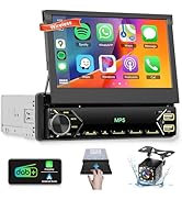 DAB Single Din Car Stereo with Wireless Carplay Android Auto, Hodozzy 7 inch Motorized Flip Out