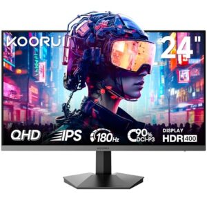 KOORUI 24" QHD Gaming Monitor 1440p 180Hz IPS Flat Screen - Esports Ready Computer Display