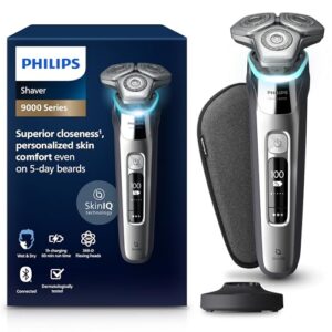 Philips Shaver Series 9000 - Wet and Dry Electric Shaver for Men in Chrome Silver with Lift and Cut