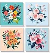 Bowetile 4 Pack Flowers Framed Paint by Numbers for Adults Children, Painting by Numbers Kit for ...