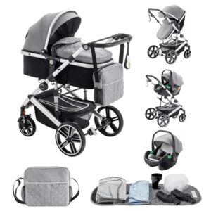 Lnhcrbs Baby Stroller 3 in 1 with Car Seat According to ECE R129