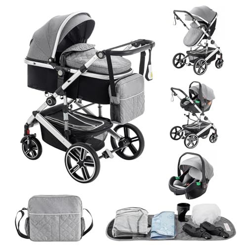 Lnhcrbs Baby Stroller 3 in 1 with Car Seat According to ECE R129