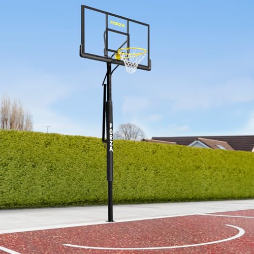 FORZA Adjustable Basketball Post & Hoop [Socketed] – Regulation Size Rim & Durable Backboard