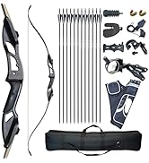 D&Q Recurve Bow and Arrow Archery Set for Adult Junior Beginner Outdoor Training Target Practice ...