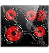 Ceramic Hob, 4 Zone Built-in Electric Hob 60cm, Ceramic Cooktop with Touch Control, 6400W, 9 Powe...