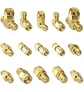 Pack of 2 RF Antenna Adapter SMA Male to SMA Female 90 Degree Right Angle Gold-Plated Connector f...