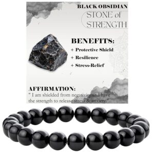 Bivei Crystal Bracelet for Women 8mm Beaded Semi Precious Natural Stone Stretch Elastic Jewelry Yoga Gifts
