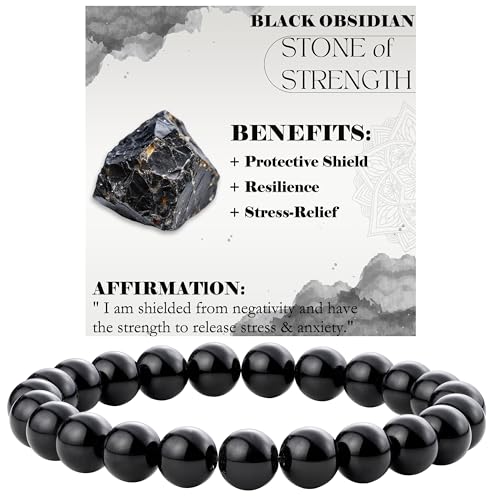 Bivei Crystal Bracelet for Women 8mm Beaded Semi Precious Natural Stone Stretch Elastic Jewelry Yoga Gifts