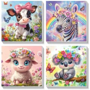 BOWETILE 4 Pack Animals Framed Paint by Numbers for Children