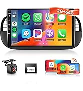 2G+64G Hodozzy Android 13 Car Stereo for Fiat 500 2007-2015(White), 9 inch Touchscreen Bluetooth