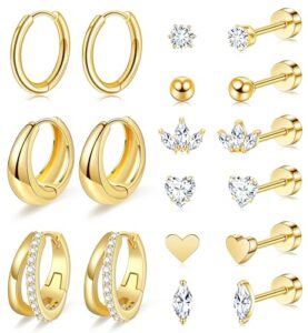 Gold Flat Back Stud Earrings for Women Hypoallergenic Surgical Stainless Steel Flatback Stud Earring Se