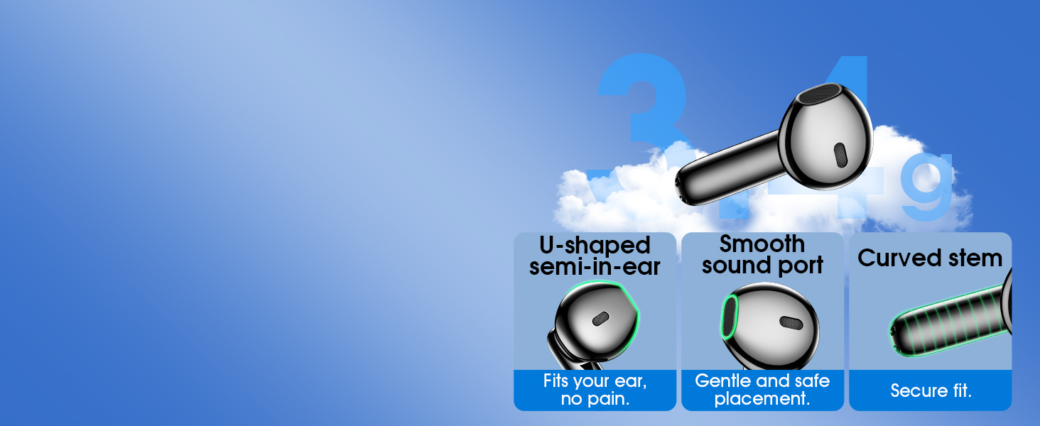 Wireless Earbuds, Bluetooth 5.4 Headphones in Ear with 6 ENC Noise Cancelling Mic