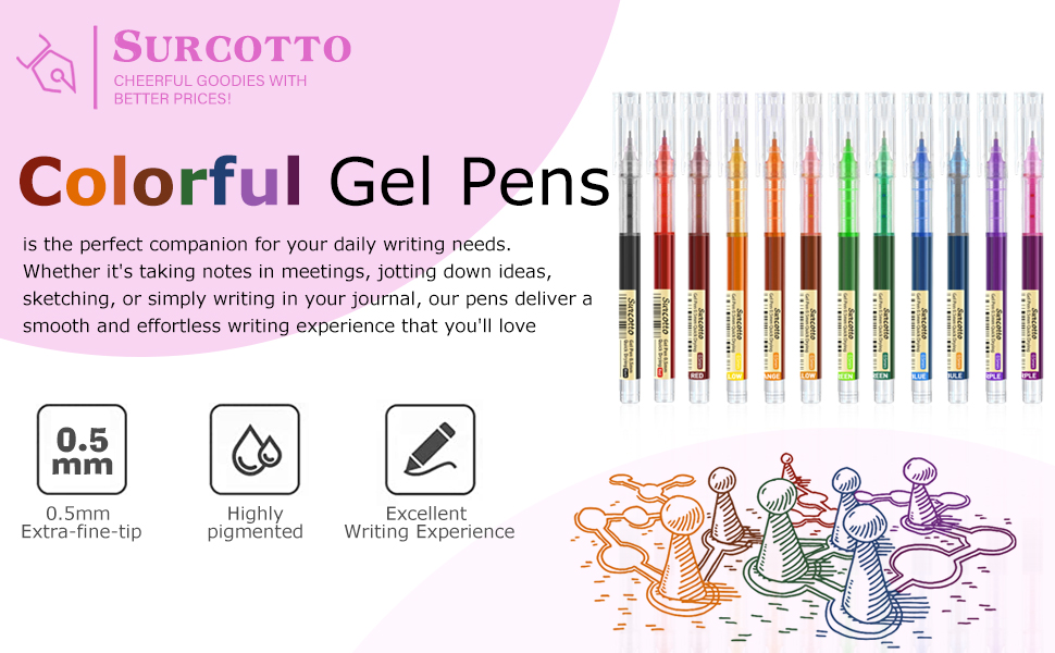 coloured gel pens