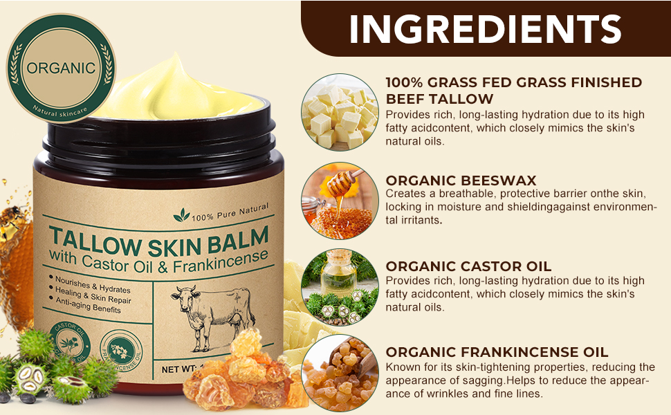 Tallow Castor Oil Frankincense Oil Handmade Skin Balm