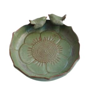 Ceramic Bird Bath | Bird Feeding Bowl - 10 Inch Multifunctional Garden Birdbath