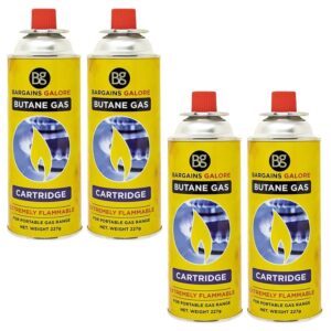 Pack of 4 Butane Gas Canisters - EN417 Camping Gas Bottle Canister Cylinders for BBQs