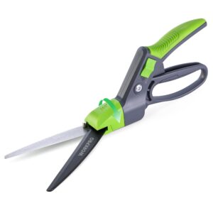 WORKPRO Grass Shears with 360 Degree Swivel Blade|Heavy Duty 350mm Garden Shears for Grass with PTFE-Coated Sharp Blades |Labor-Saving Grass Scissors with Safty Lock |Hand Shears for Lawn Maintenance