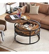 YITAHOME Coffee Table Set of 2 Round Living Room Table Modern with Storage Space Side Table Set of 2 Stap...