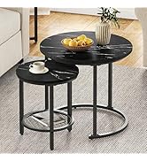 YITAHOME Coffee Table Set of 2 Round Living Room Table Modern with Fabric Bag for Storage Space, Side Table
