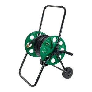 Crystals 60m Garden Hose Reel Cart – Portable Water Pipe Storage with 2 Wheels – Lightweight & Durable Freestanding Hose Holder for Outdoor Lawn & Garden – Heavy Duty Frost-Resistant Watering Reel