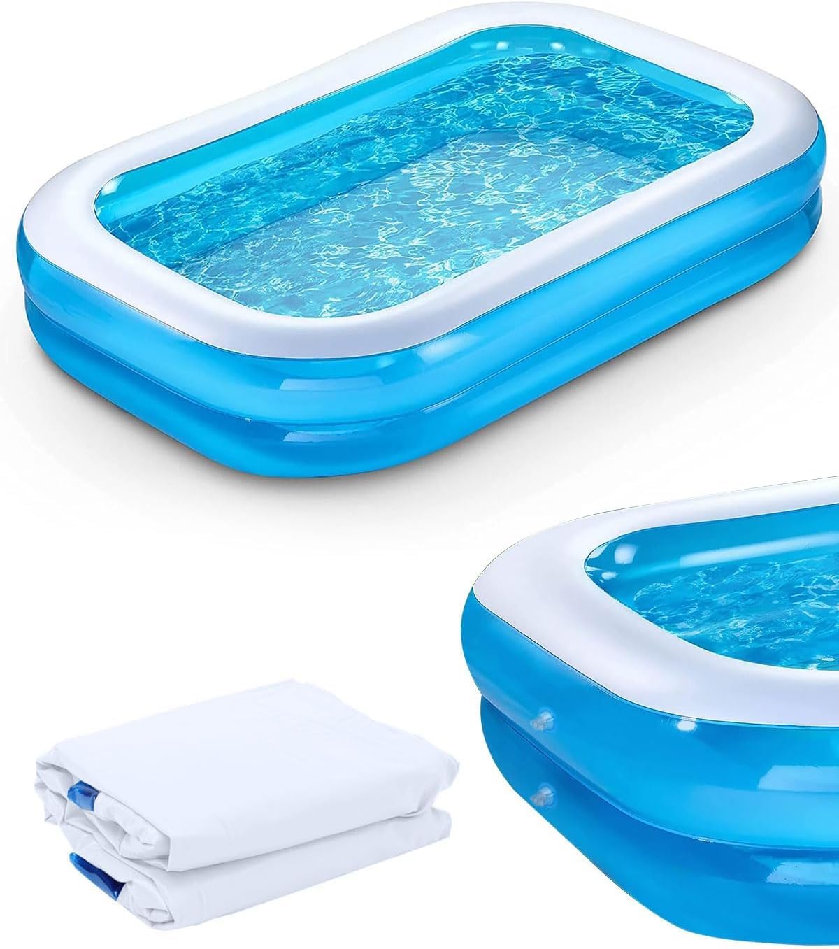 Inflatable Ground Paddling Pool for Kids and Adults - 78.7" x 59" x 19.7" Outdoor Indoor Swimming Pool Toy for Backyard