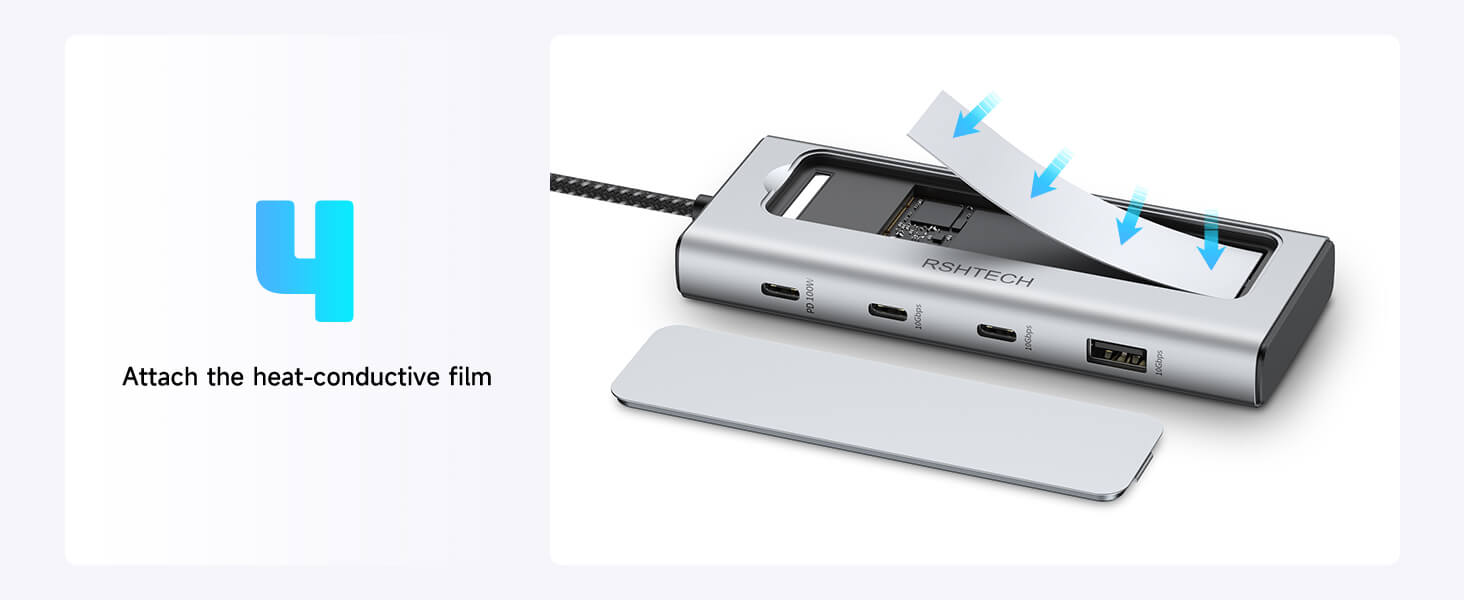 RSHTECH M.2 NVME SATA SSD Docking Station with USB 3.2 10Gbps hub