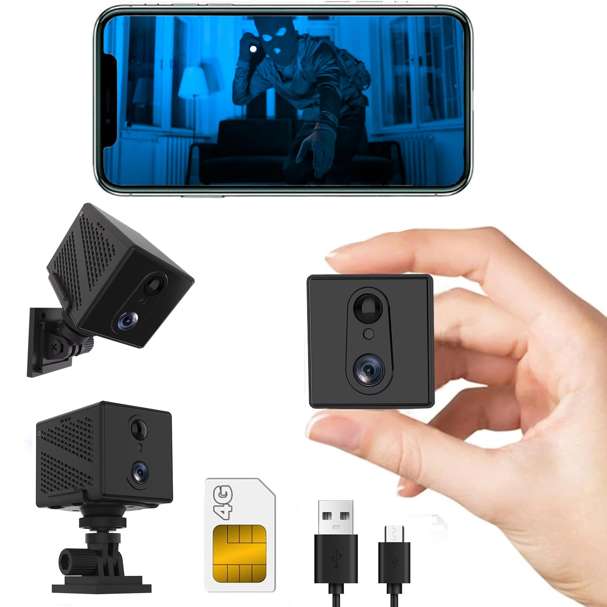 Zingle No WiFi Security Camera with SIM Card FREE SD card 4G LTE Cellular Security 5200mAh Battery