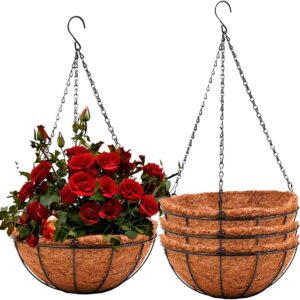LATERN 4Pcs Metal Hanging Basket with Coco Liner