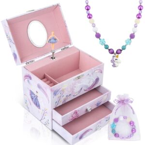 Musical Jewellery Box for Girls - Ballerina Music Box with 2 Pullout Drawers