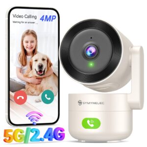 SYMYNELEC Indoor Camera with 2.4/5GHz WiFi: 2K 4MP Pet Dog Cameras with App - 360° Baby Monitor with AI Motion & Crying Detection