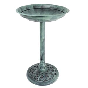 DIVCHI Bird Bath for Garden Freestanding Birdbaths Wild Birds Baths Feeder Bowl Pedestal Birdbath for Outdoors Patio Yard & Lawn Décor (Light Green Classic Bird Bat)