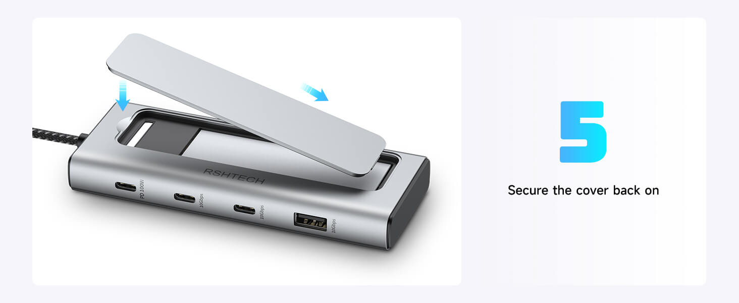 RSHTECH M.2 NVME SATA SSD Docking Station with USB 3.2 10Gbps hub