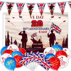AhfuLife VE Day 80th Anniversary Flag Bunting Decorations Set