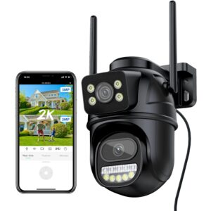 Reobiux 2K/6MP Dual Lens Outdoor Security Camera