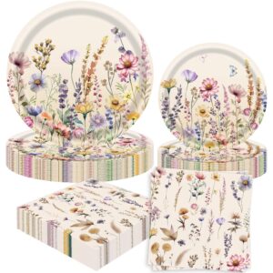Wildflower Party Supplies Floral Paper Plates and Napkins Tea Party Decoration Floral Baby Shower Birthday Wedding Bridal Shower Favors