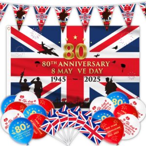 AhfuLife VE Day 80th Anniversary Flag Bunting Decorations Set