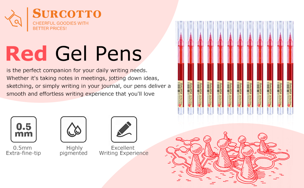 red gel pens