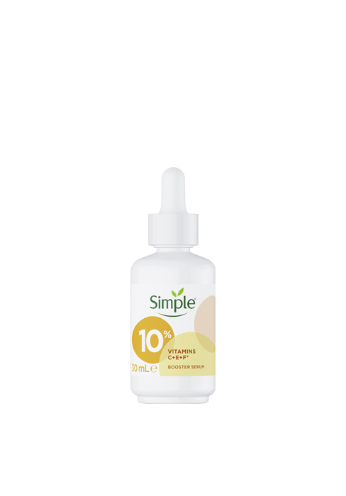Simple 10% Vitamin C + E + F Booster Serum 30 ml moisturises, brightens and protects the skin