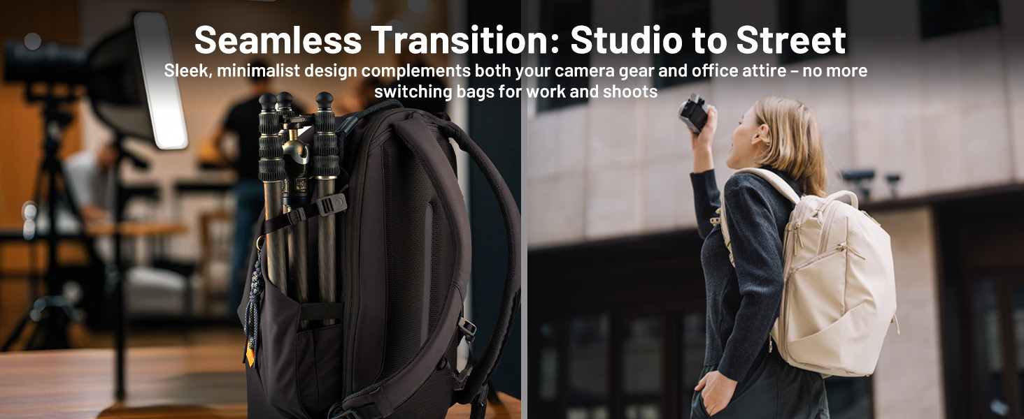 Sleek, minimalist design complements both your camera gear and office attire