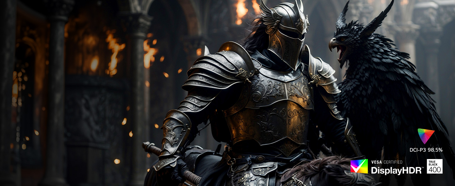 VESA DisplayHDR True Black 400, DCI-P3 98.5% (typ.) 