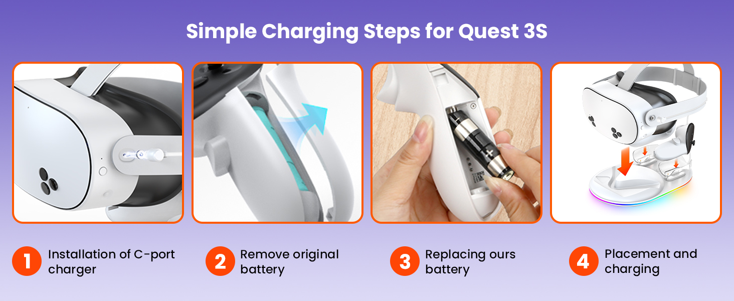 Multiple Safety Protectio The oculus quest 3 charging stand has a built-in power protection