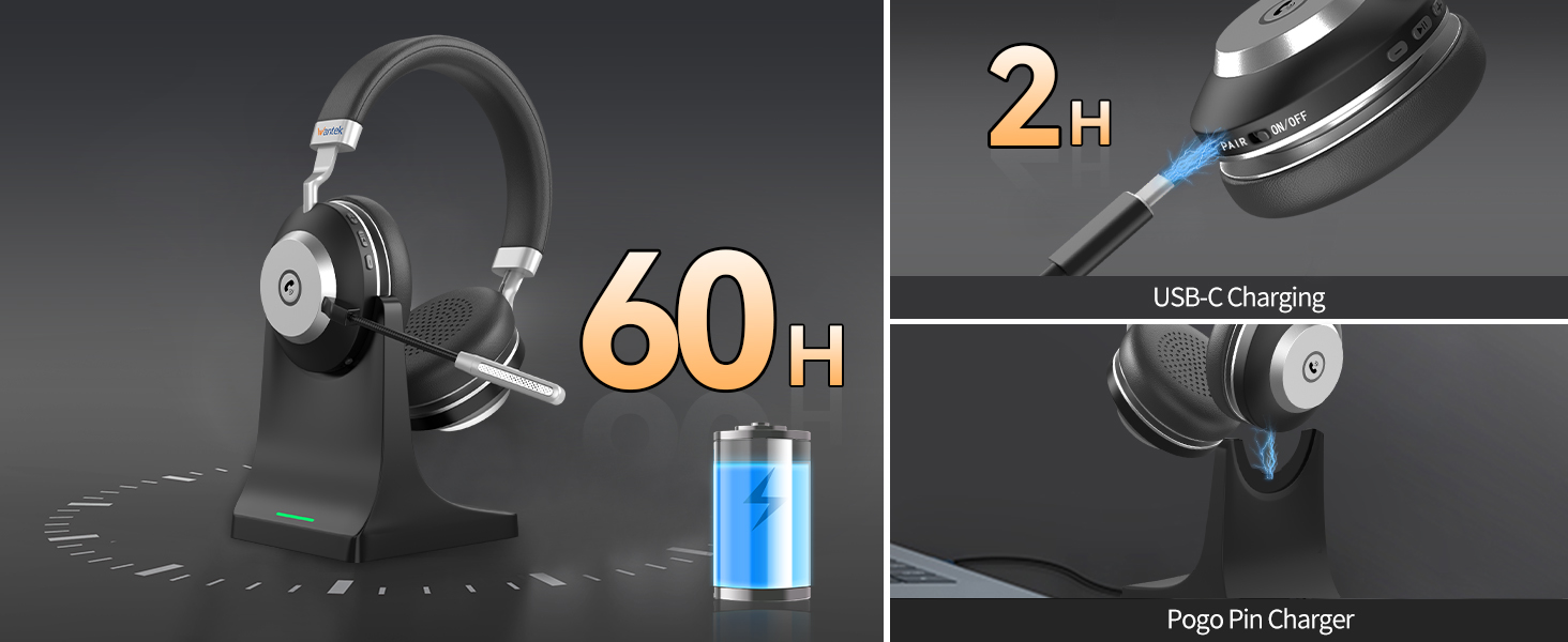 wireless headset microphone usb bluetooth AI Noise Cancelling with stand