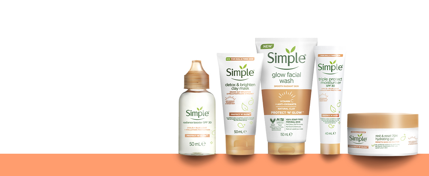 Add Simple Protect ‘N’ Glow products to your daily routine for radiant, glowing and protected skin