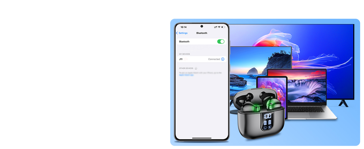 ireless Earphones 40H Playtime, Bluetooth Earbuds Dual LED Display, IP7 Waterproof, USB-C