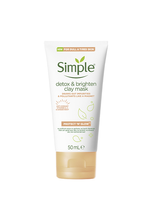 Simple Protect ‘N’ Glow Detox & Brighten Clay Mask 50 ml with vitamins C & E and ginger extract