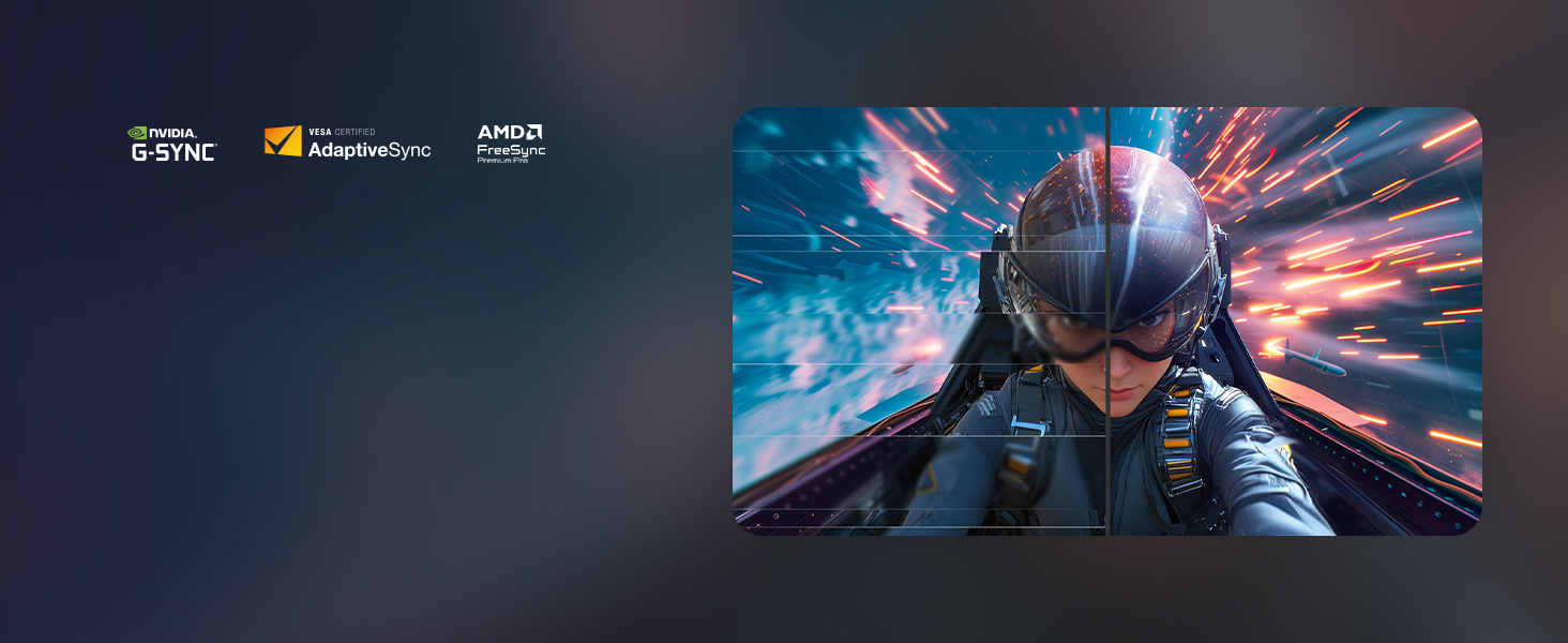 VESA-certified AdaptiveSync, NVIDIA G-SYNC Compatible, AMD FreeSync Premium Pro