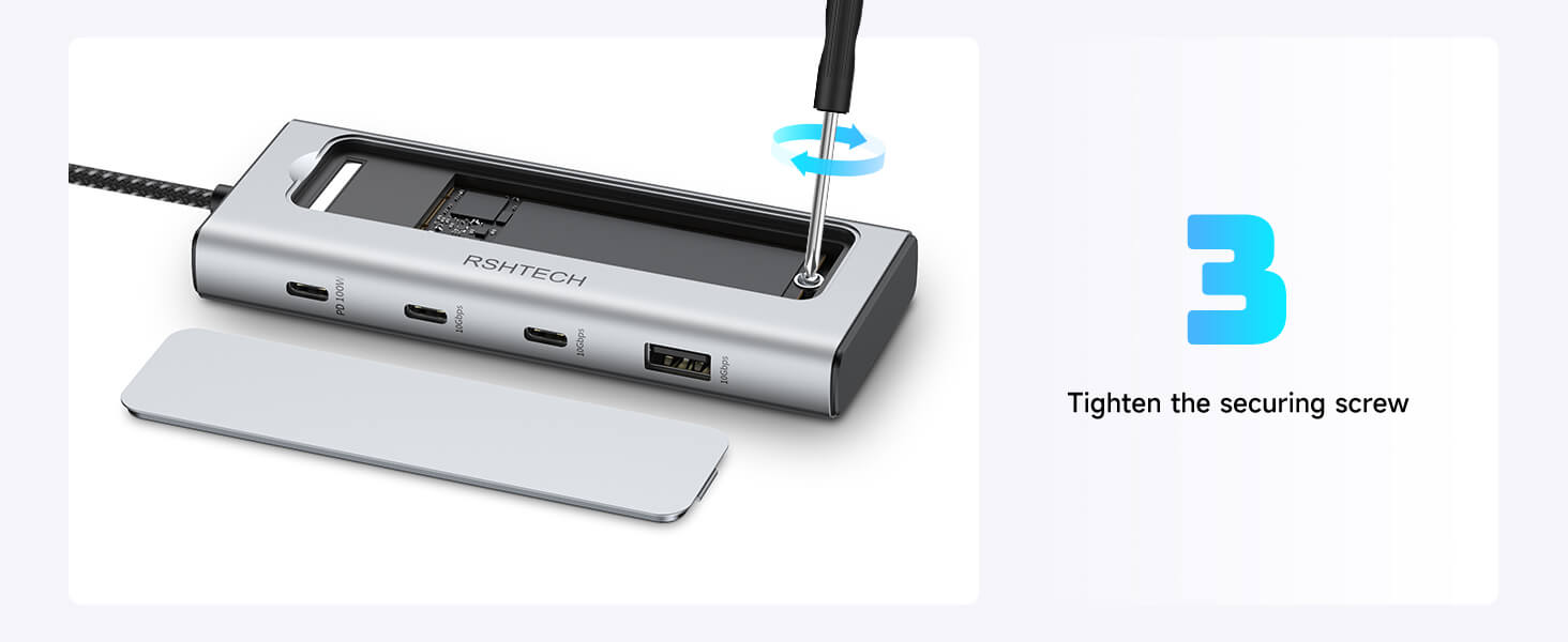 RSHTECH M.2 NVME SATA SSD Docking Station with USB 3.2 10Gbps hub